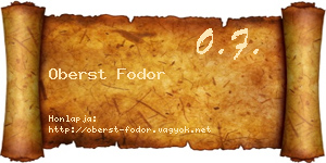 Oberst Fodor névjegykártya